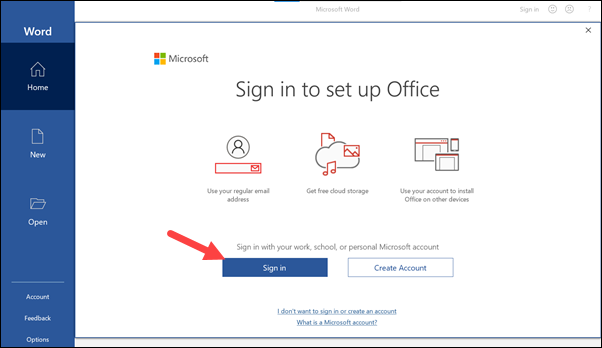 Microsoft office deals sign in